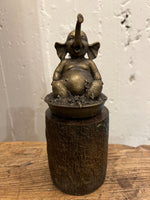 DAVID BROMLEY "Bath Time" Signed, Cast Bronze Maquette Sculpture and Base