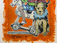 DAVID BROMLEY Children Series "Rocking Horse" Signed, Mixed Media 85cm x 57cm