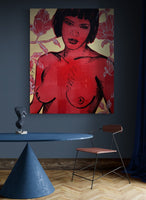 DAVID BROMLEY Nude "Winter" Polymer & Gold Leaf Painting on Canvas 150cm x 120cm