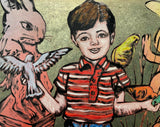 DAVID BROMLEY Children Series "Imaginary Friends" Polymer on Canvas 120 x 150cm