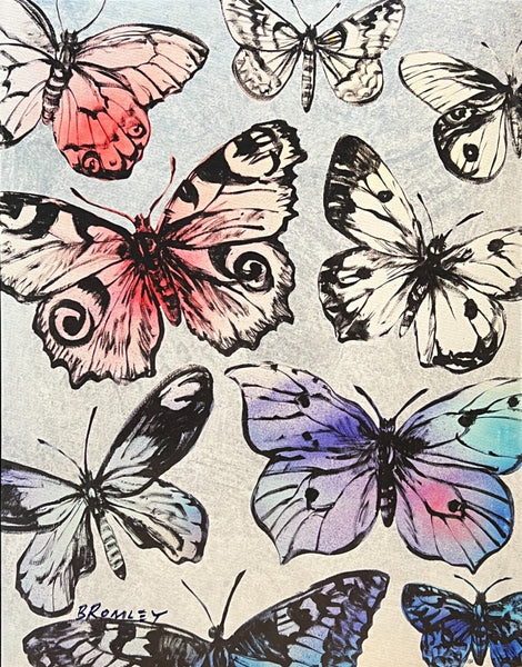 DAVID BROMLEY "Butterflies" Signed Limited Edition Print 60cm x 47cm