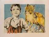 DAVID BROMLEY Children Series "Boy and Wolf" Signed, Mixed Media 80cm x 105cm
