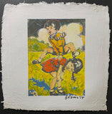 DAVID BROMLEY "Leapfrog" Signed Screenprint on French Paper 46cm x 34cm