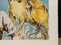 DAVID BROMLEY Children Series "Boy and Wolf" Signed, Mixed Media 80cm x 105cm