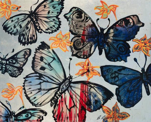 DAVID BROMLEY "Butterflies III" Signed Limited Edition Print 72cm x 90cm