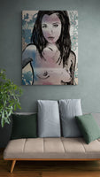 DAVID BROMLEY Nude "Cheyenne" Polymer & Silver Leaf on Canvas 120cm x 90cm