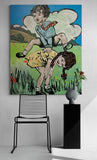 DAVID BROMLEY Children Series "Leapfrog" Polymer on Canvas 150cm x 120cm