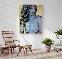DAVID BROMLEY "Jessica" Polymer & Gold Leaf Painting on Canvas 150cm x 120cm