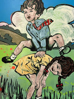 DAVID BROMLEY Children Series "Leapfrog" Polymer on Canvas 150cm x 120cm