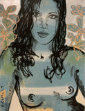 DAVID BROMLEY Nude "Alexia" Original Polymer & Silver Leaf on Canvas 120cm x 90cm