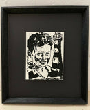 DAVID BROMLEY "Boy & Lighthouse" Signed Screenprint on Card 24cm x 19cm - Framed