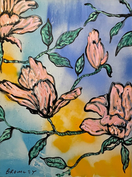 DAVID BROMLEY "Flowers" Original, Polymer Painting on Canvas 120cm x 90cm