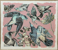 DAVID BROMLEY "Birds" Mixed Media on Paper 92cm x 107cm