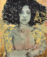 DAVID BROMLEY Nude "Lauren" Original Polymer & Gold Leaf on Linen 180cm x 150cm