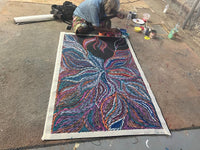ROSEMARY PETYARRE "Yam Leaf" Signed Acrylic on Canvas Painting 151cm x 95cm