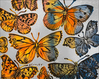 DAVID BROMLEY "Butterflies" Polymer & Silver Leaf on Canvas 120cm x 150cm