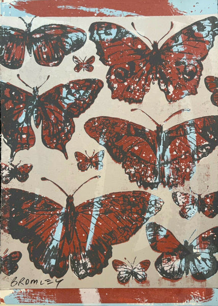 DAVID BROMLEY "Butterflies" Signed Screenprint on Card 100cm x 71cm