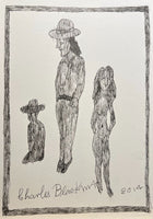 CHARLES BLACKMAN "Three Figures, 2014" Original, Signed Ink on Paper 30cm x 21cm