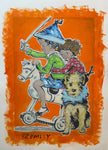 DAVID BROMLEY Children Series "Rocking Horse" Signed, Mixed Media 85cm x 57cm