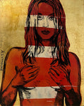 DAVID BROMLEY Nude "Bella" Original, Polymer & Gold Leaf on Canvas 150cm x 120cm