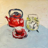 SALLY WEST "Tea Time 1" Original Oil on Canvas Painting 60cm x 60cm