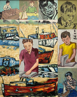 DAVID BROMLEY Children "Memory Lane" Acrylic on Timber Panels 125cm x 100cm