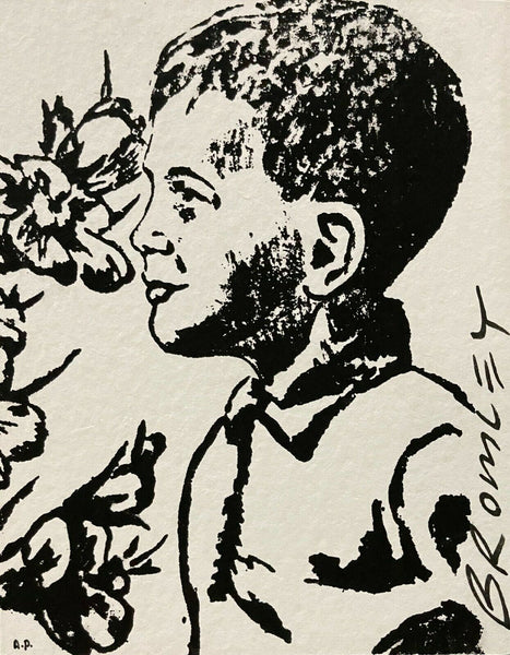 DAVID BROMLEY "Boy" Signed Screenprint on Card 24cm x 19cm - Framed