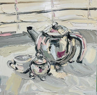 SALLY WEST "The Tea Pot Mum Gave Me" Original Oil on Canvas Painting 60cm x 60cm