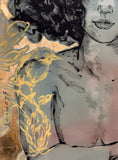 DAVID BROMLEY Nude "Lauren" Original Polymer & Gold Leaf on Linen 180cm x 150cm