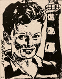 DAVID BROMLEY "Boy & Lighthouse" Signed Screenprint on Card 24cm x 19cm - Framed