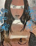DAVID BROMLEY "Cheyenne" Polymer & Silver Leaf Painting on Canvas 150cm x 120cm