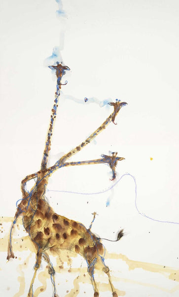 JOHN OLSEN "Giraffes at Mt. Kenya II" Signed, Limited Edition Print 84cm x 51cm