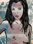 DAVID BROMLEY Nude "Cheyenne" Polymer & Silver Leaf on Canvas 120cm x 90cm