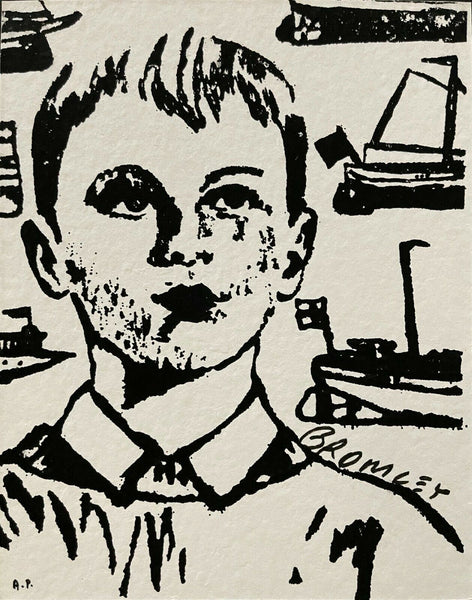 DAVID BROMLEY "Boating" Signed Screenprint on Card 24cm x 19cm - Framed