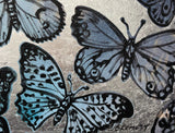 DAVID BROMLEY "Butterflies" Polymer & Silver Leaf Painting on Canvas 60cm x 90cm