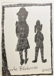 CHARLES BLACKMAN "Schoolgirl With Dog" Original, Signed Ink on Paper 30cm x 21cm