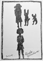 CHARLES BLACKMAN "Rabbit and Mouse" Original, Signed Ink on Paper 30cm x 21cm