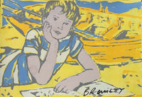 DAVID BROMLEY Children "Where Shall I Go" Signed Screenprint on Card 57cm x 39cm