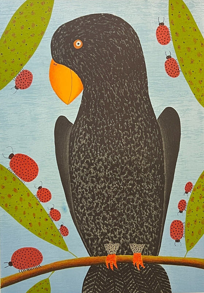 DEAN BOWEN "Parrot with Ladybird" Hand Signed, Limited Edition Print 68cm x 48cm