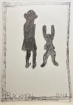 CHARLES BLACKMAN "Schoolgirl & Rabbit" Original, Signed Ink on Paper 30cm x 21cm