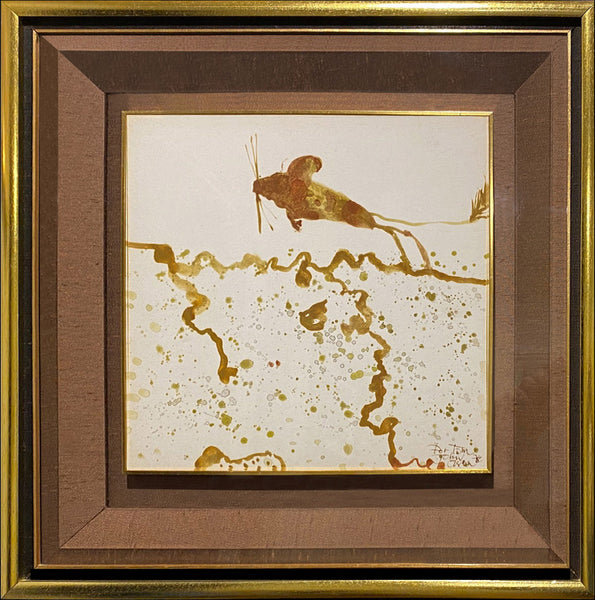 JOHN OLSEN "Flying Mouse" Signed, Original Watercolour on Paper on Board 33cm x 34cm